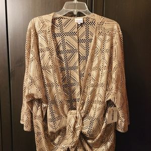 Lularoe gold Lindsay Kimono, large NWT